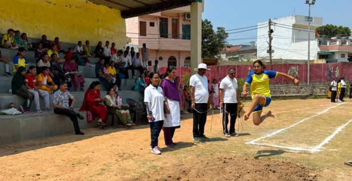 An athlete in action during a sports event in Udhampur.