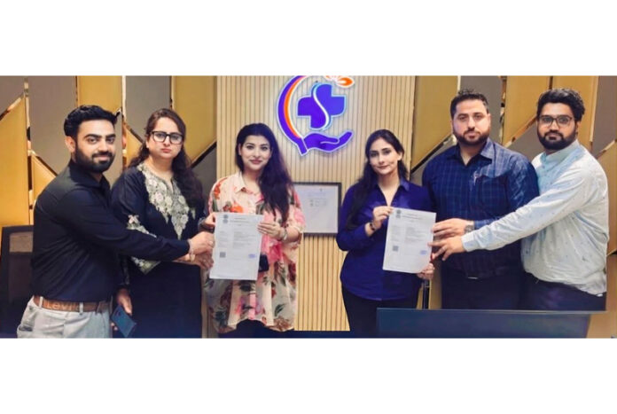 Representatives of People's Hut Foundation and Sedna Super Speciality Hospital, Jammu during signing of an MoU. Representatives of People's Hut Foundation and Sedna Super Speciality Hospital, Jammu during signing of an MoU.