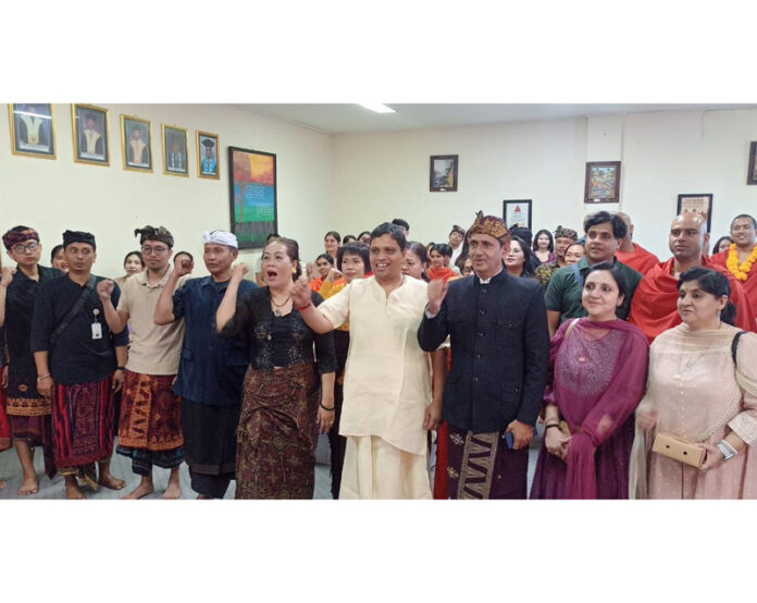 Acharya Balkrishna, Vice Chancellor of Patanjali University along with others posing for a photograph during his visit to Indonesia. Acharya Balkrishna, Vice Chancellor of Patanjali University along with others posing for a photograph during his visit to Indonesia.