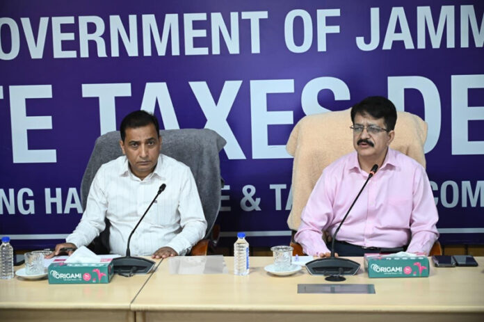 State Taxes Commissioner chairing a meeting at Srinagar on Thursday.