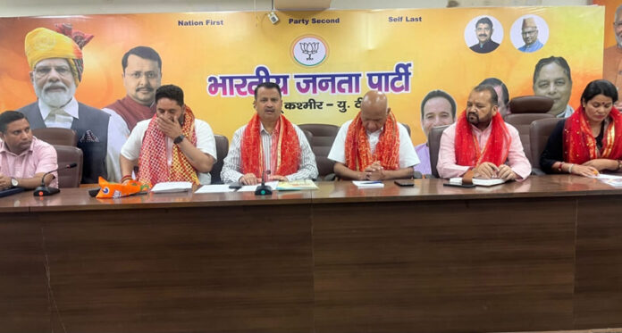 Rakesh Mahajan, J&K BJP vice president chairing a meeting of SC Morcha in Jammu.