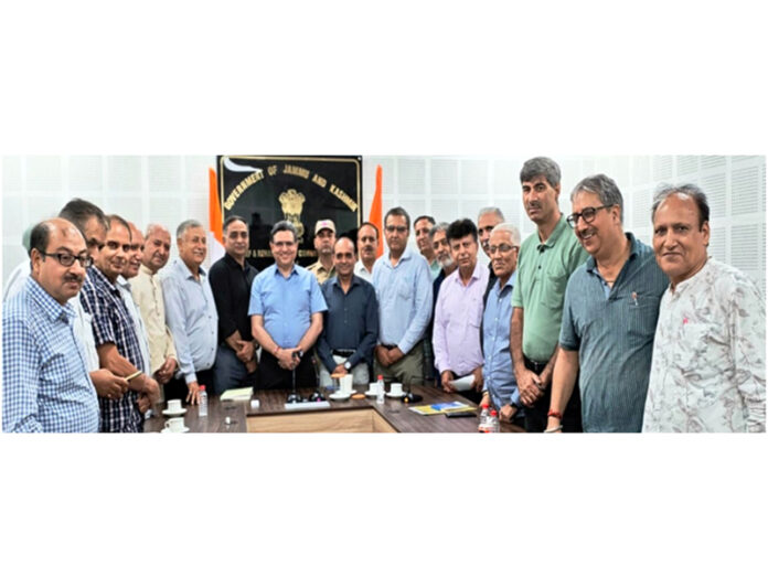 A delegation of ASKPC during a meeting with Relief and Rehabilitation Commissioner, Dr Arvind Karwani at Jammu on Tuesday. A delegation of ASKPC during a meeting with Relief and Rehabilitation Commissioner, Dr Arvind Karwani at Jammu on Tuesday.