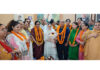 Senior NC leaders, Rattan Lal Gupta, Shamima Firdous, Bimla Luthra and others during party convention in Jammu.
