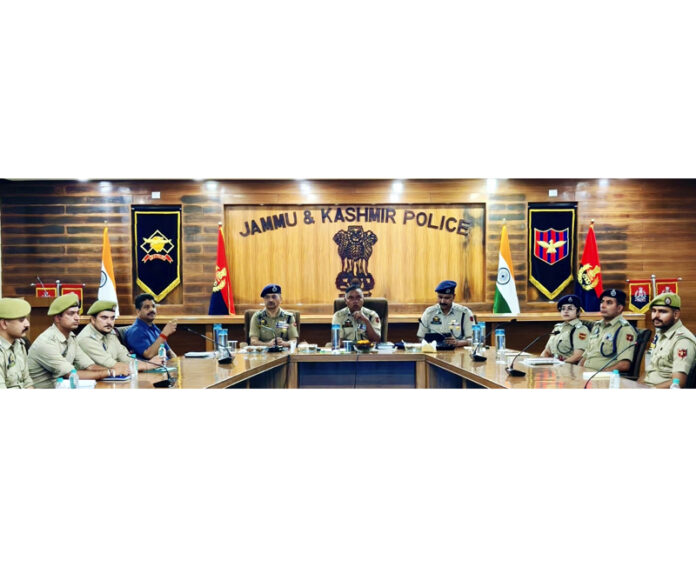 IGP Jammu BS Tuti chairing a meeting of 2024 batch PSIs at DPL Jammu on Wednesday.