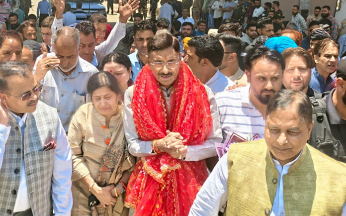 MoS Defence during visit to Awantipora on Tuesday.