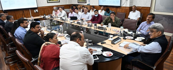 Chief Secretary chairing a meeting at Srinagar on Tuesday.