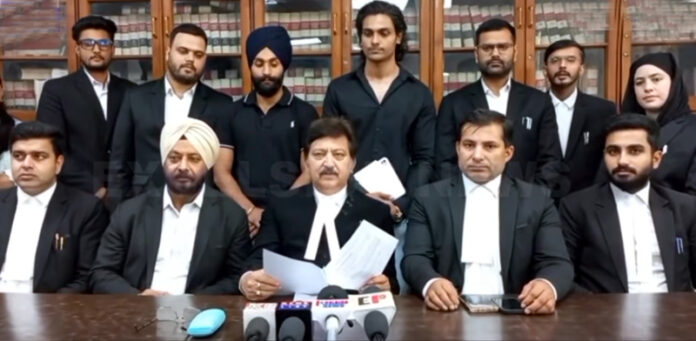 J&K High Court Bar Association Jammu office bearers addressing press conference on Saturday.