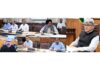 CS Atal Dulloo chairing a meeting at Srinagar on Tuesday.