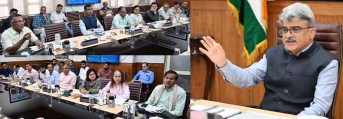 Chief Secretary chairing a meeting at Srinagar on Thursday.