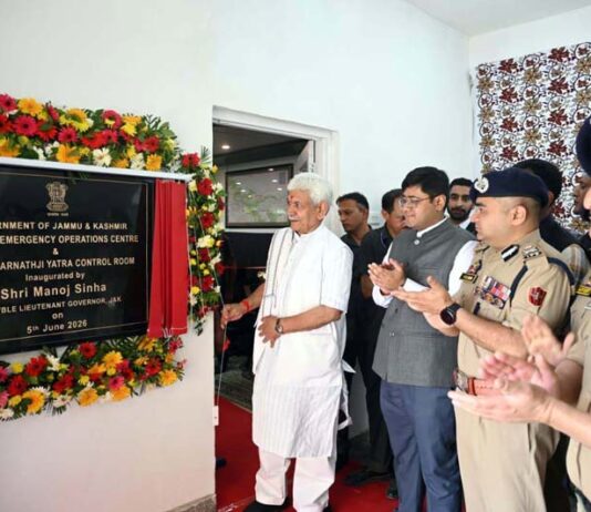 LG inaugurating DEOC and Yatra Control Room at DC Office Ganderbal on Friday.