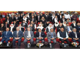 Justice Arun Palli and other dignitaries during a training programme at Srinagar on Saturday.
