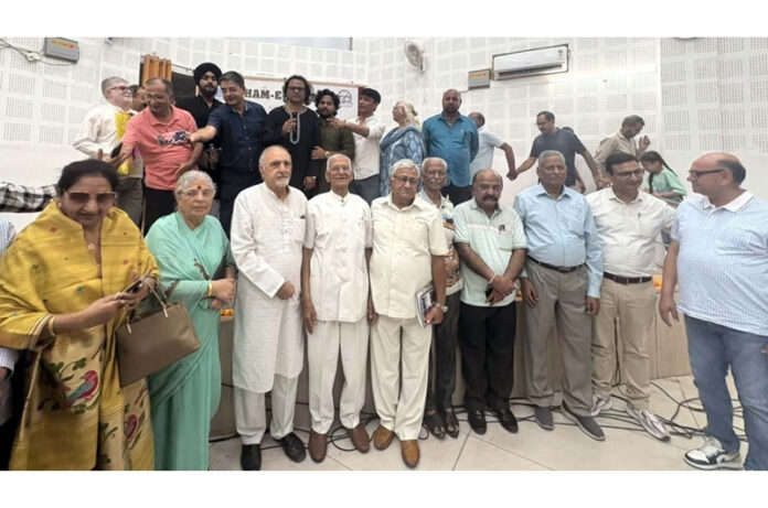 Dignitaries during 'Sham-e-Ghazal' programme organised by Adabi Kunj in Jammu on Monday.