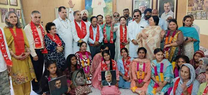 Senior NC leaders Rattan Lal Gupta, Vijay Laxmi Dutta and others welcoming new entrants into party fold in Jammu. Senior NC leaders Rattan Lal Gupta, Vijay Laxmi Dutta and others welcoming new entrants into party fold in Jammu.